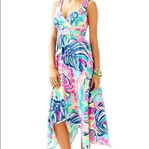 Lilly Pulitzer Sloane Midi Dress Size XS Multi Exotic Garden Resort Beach Preppy